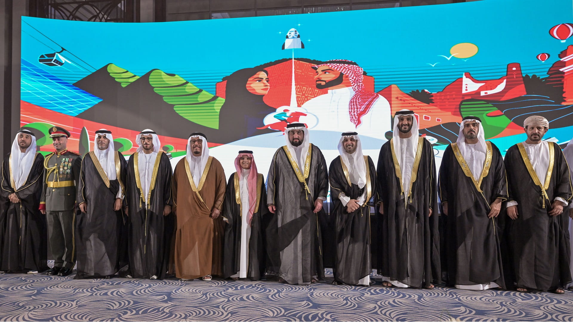 Image for the title: Ahmed bin Mohammed attends S. Arabia’s N. Day reception in Dubai 
