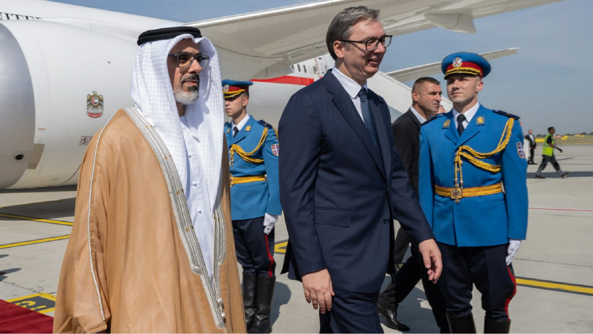 Image for the title: Khaled bin Mohamed bin Zayed arrives in Serbia on working visit 