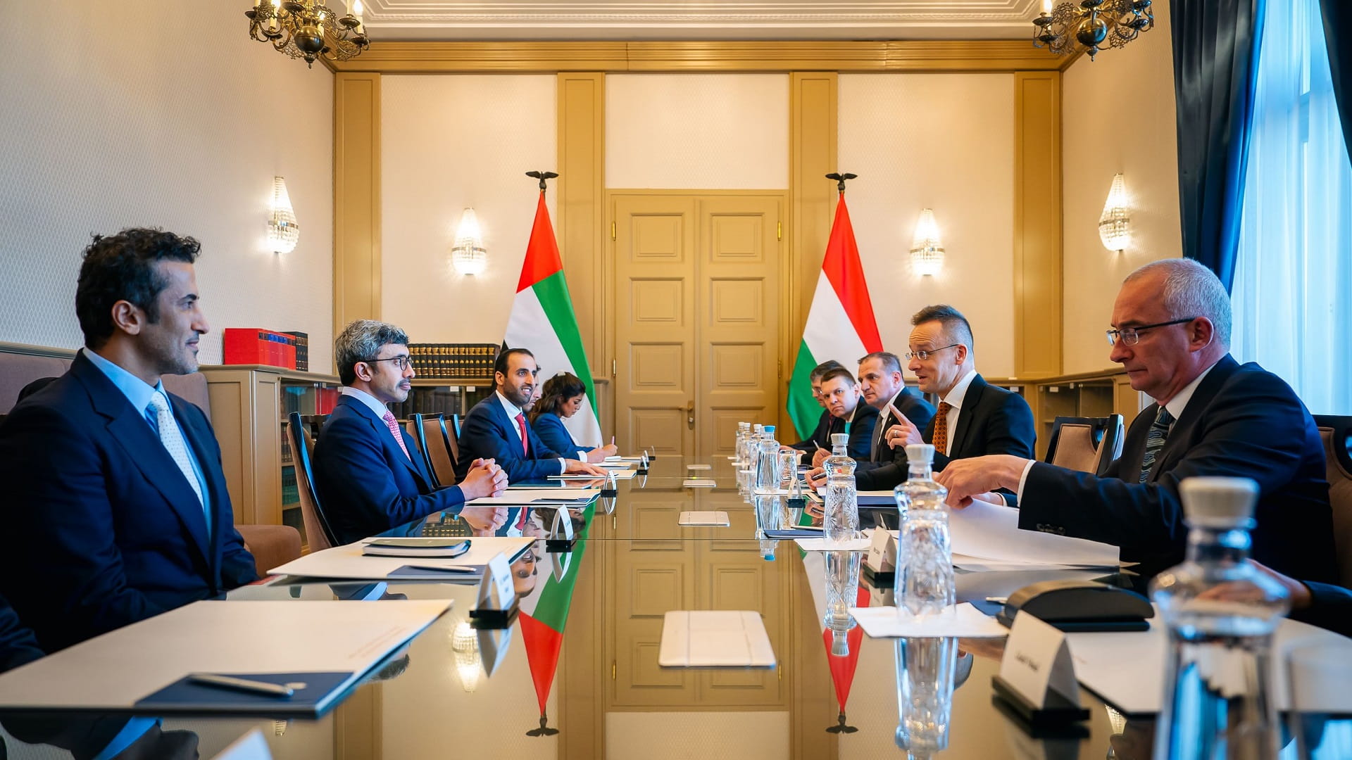 Image for the title: Abdullah bin Zayed meets with Hungarian counterpart in Budapest 