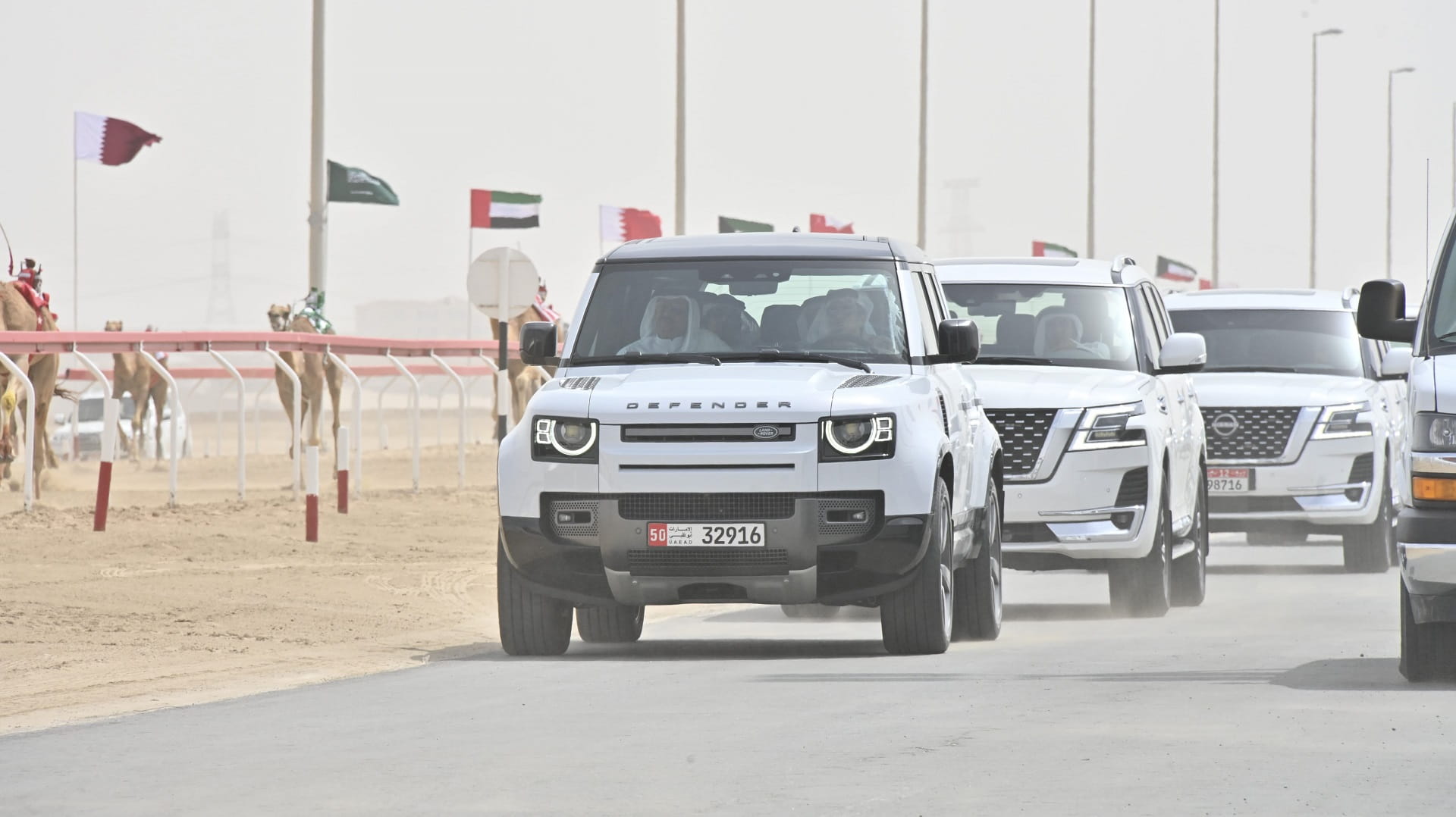 Image for the title: Mansour bin Zayed attends annual Purebred Arabian Camel Racing 