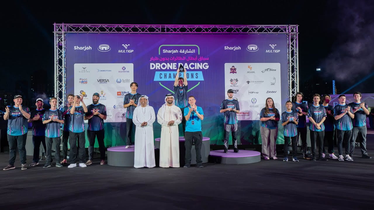 Image for the title: Sultan bin Ahmed attends conclusion of Drone Champions Race 