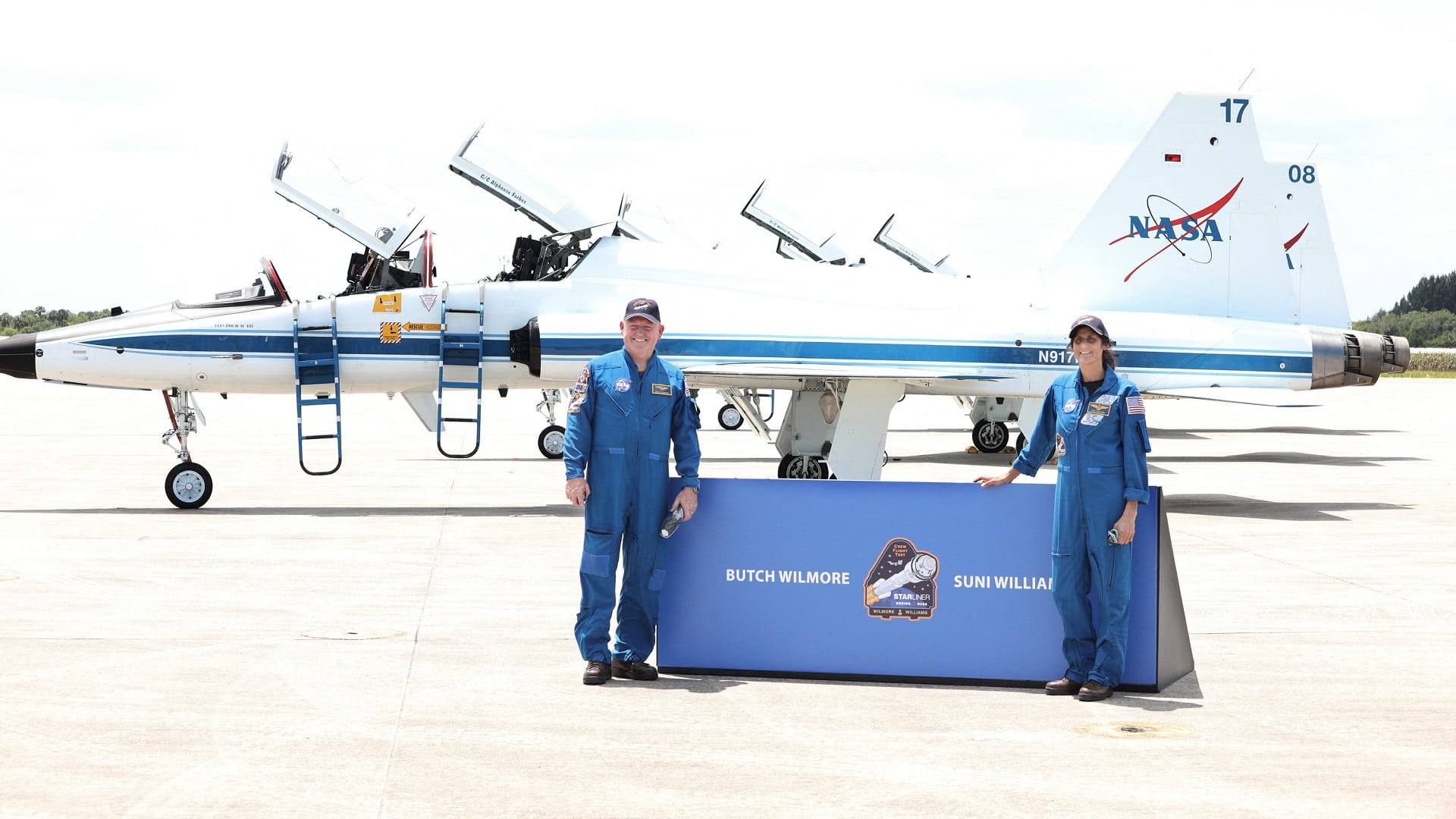 Image for the title: US astronauts prep for first crewed flight on Boeing's Starliner 