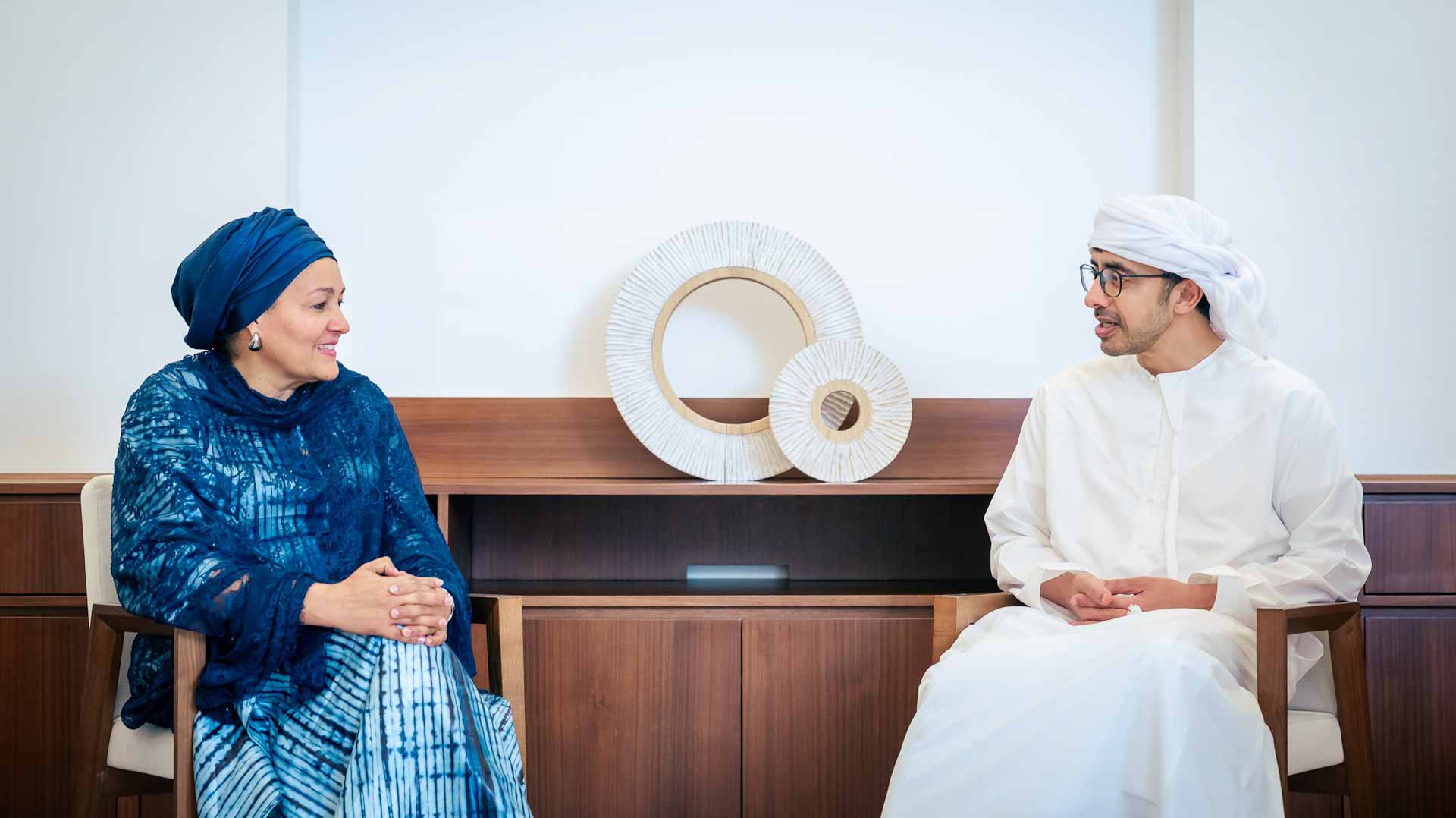 Image for the title: Abdullah bin Zayed receives UN Deputy Secretary-General 