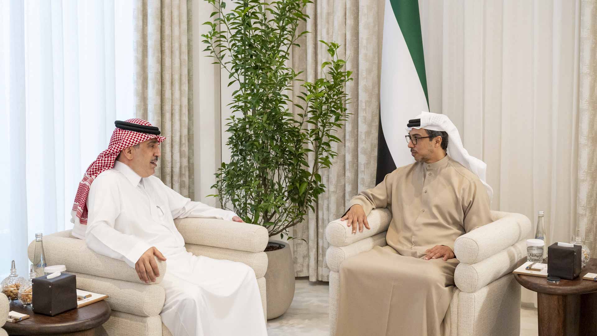 Image for the title: Mansour bin Zayed receives Saudi Ambassador 