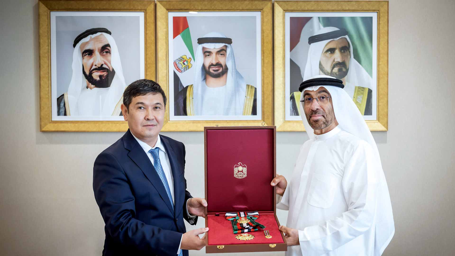 Image for the title: UAE President confers ‘Zayed 2nd Medal’ on Kazakhstan Ambassador 