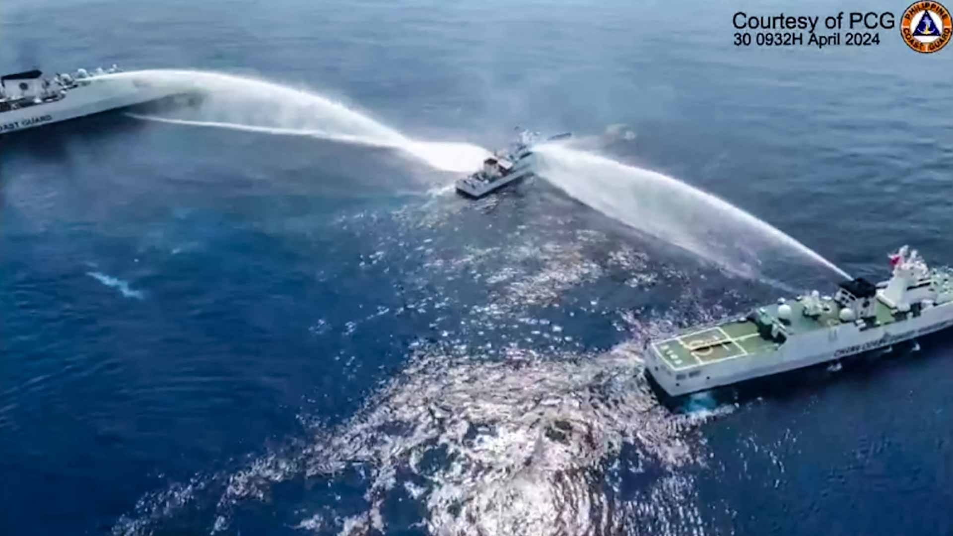 Image for the title: Philippines: China Coast Guard used water cannon on its vessels