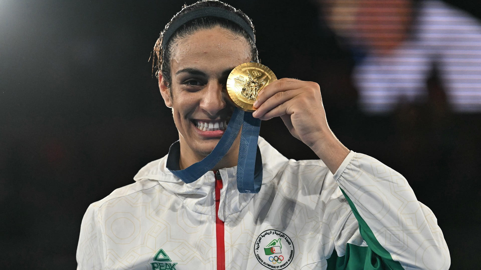 Image for the title: Imane Khelif wins Olympic gold in boxing 