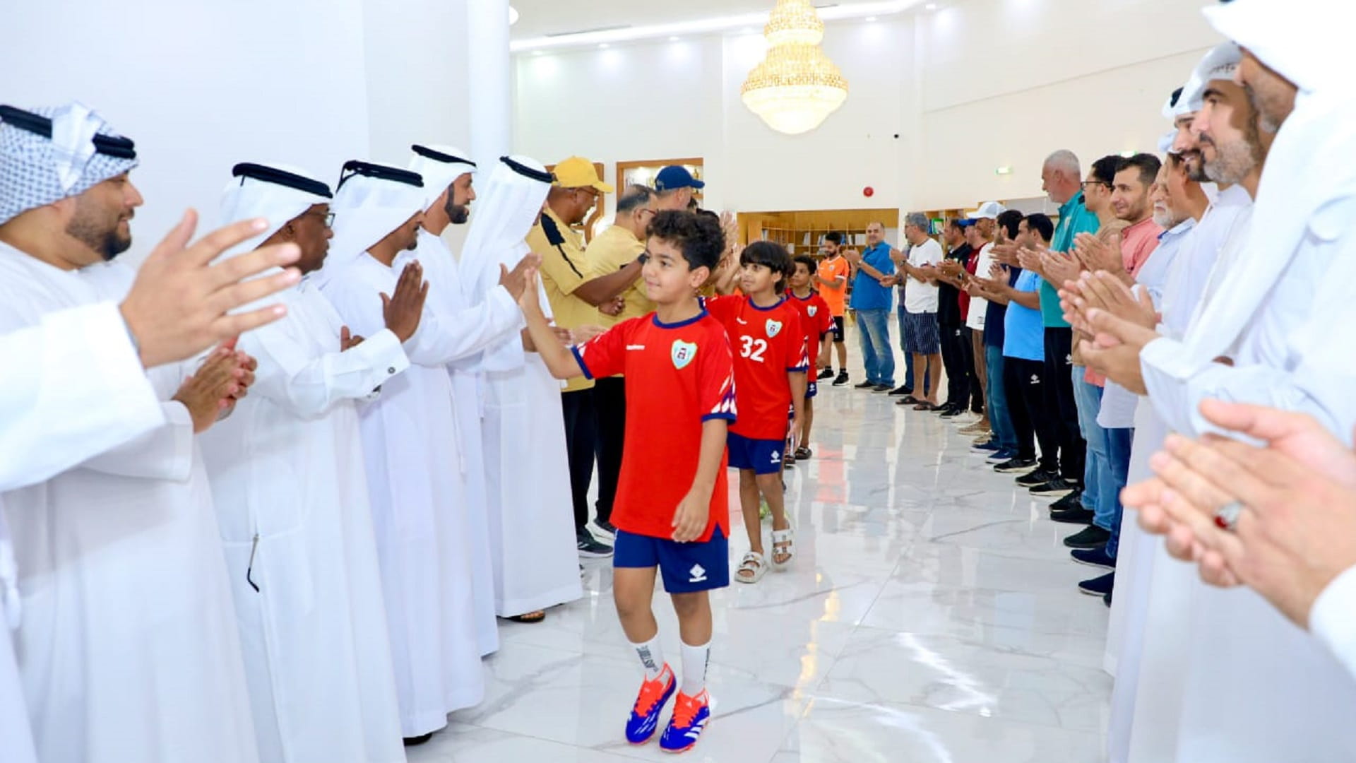 Image for the title: Dibba Al Hisn Club receives its youth system football players 