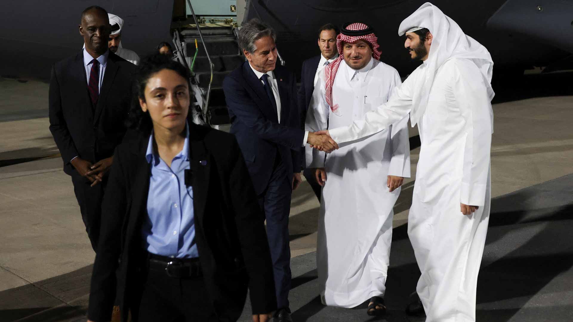 Image for the title: Blinken in Qatar on Mideast tour to push for Gaza truce 