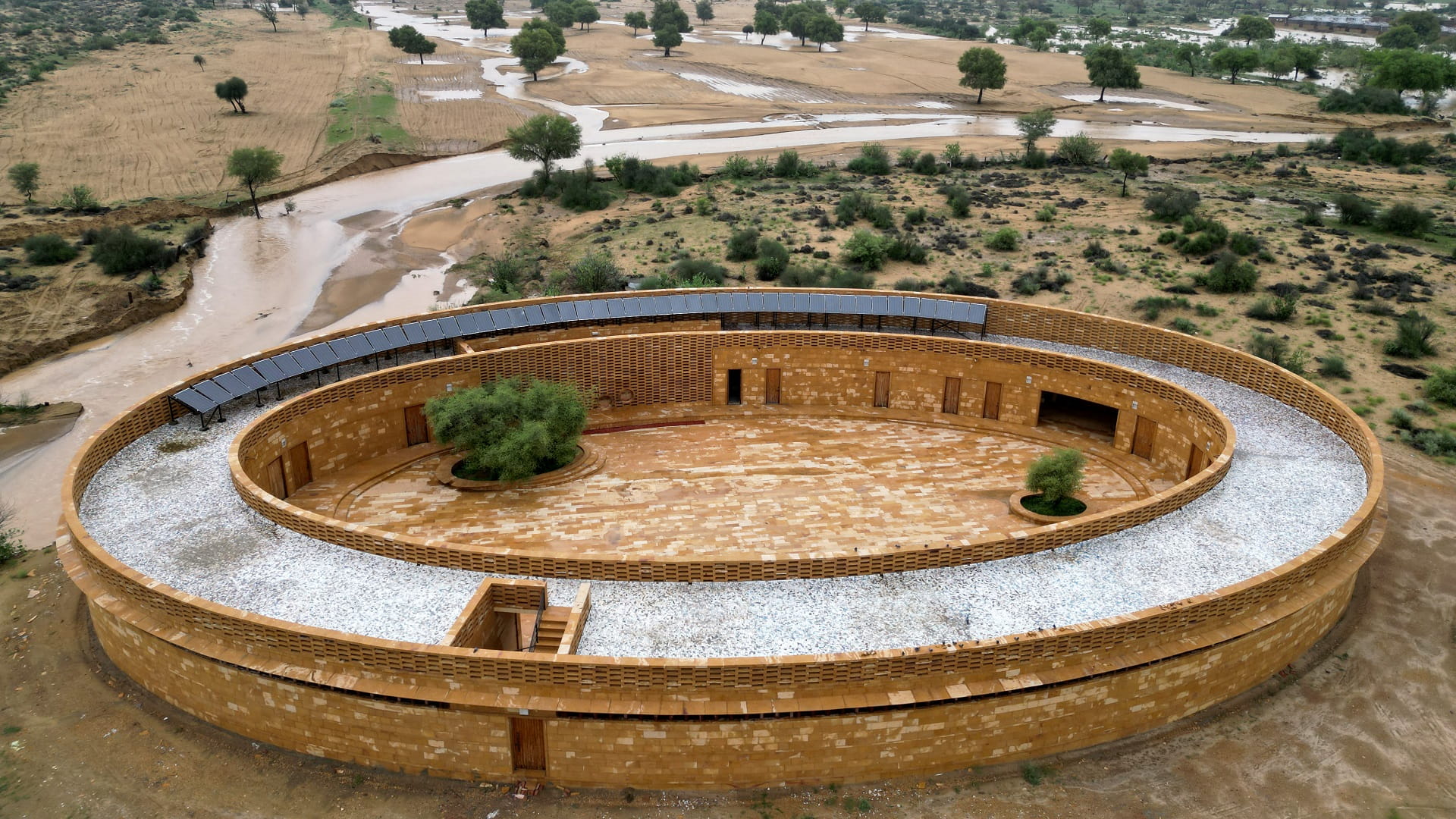 Image for the title: Indian desert school's unique design offers respite from heat 