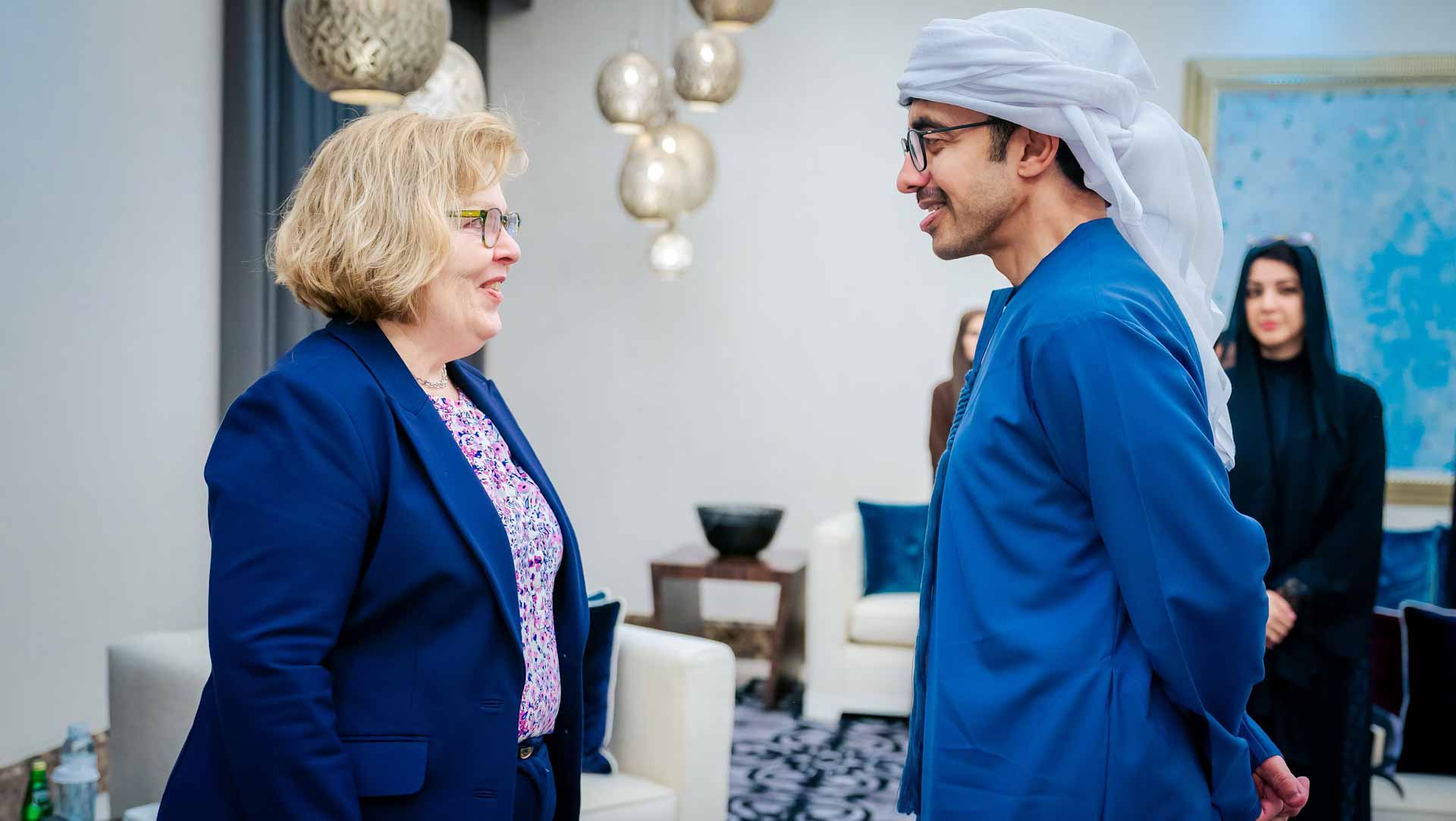 Image for the title: Abdullah bin Zayed, Barbara Leaf discuss regional devs. 