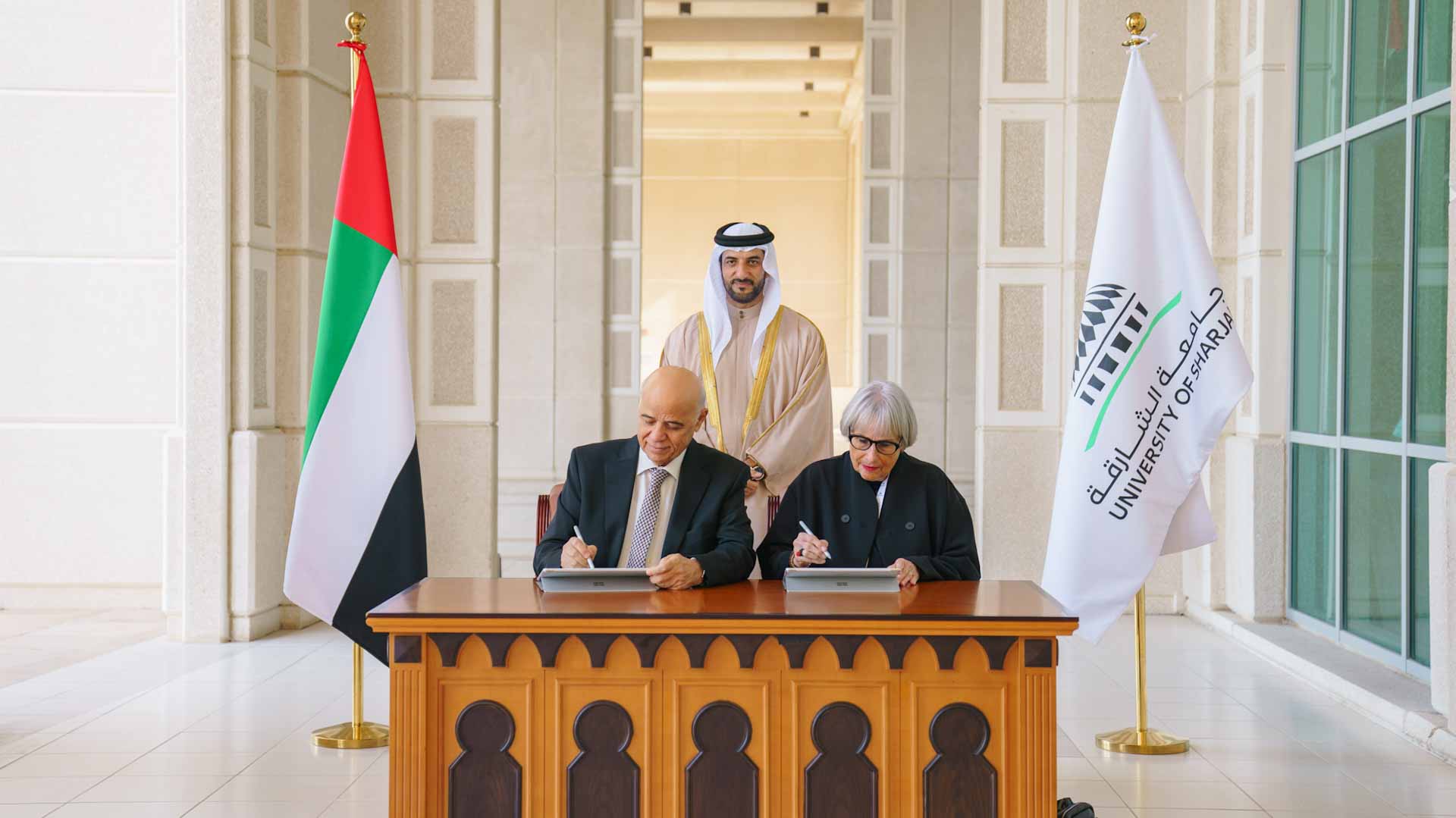 Image for the title: Sultan bin Ahmed witnesses MOU signing between UOS and Lübeck Uni 