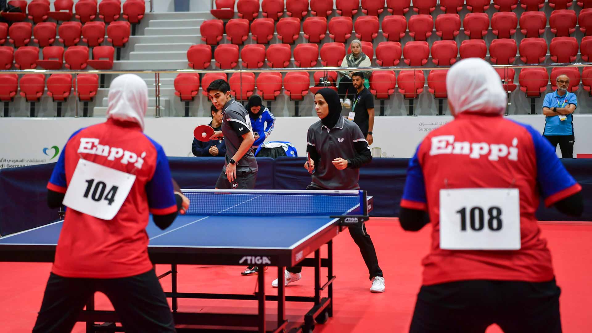 Image for the title: Bahraini duo clinches gold medal in table tennis doubles at AWST 