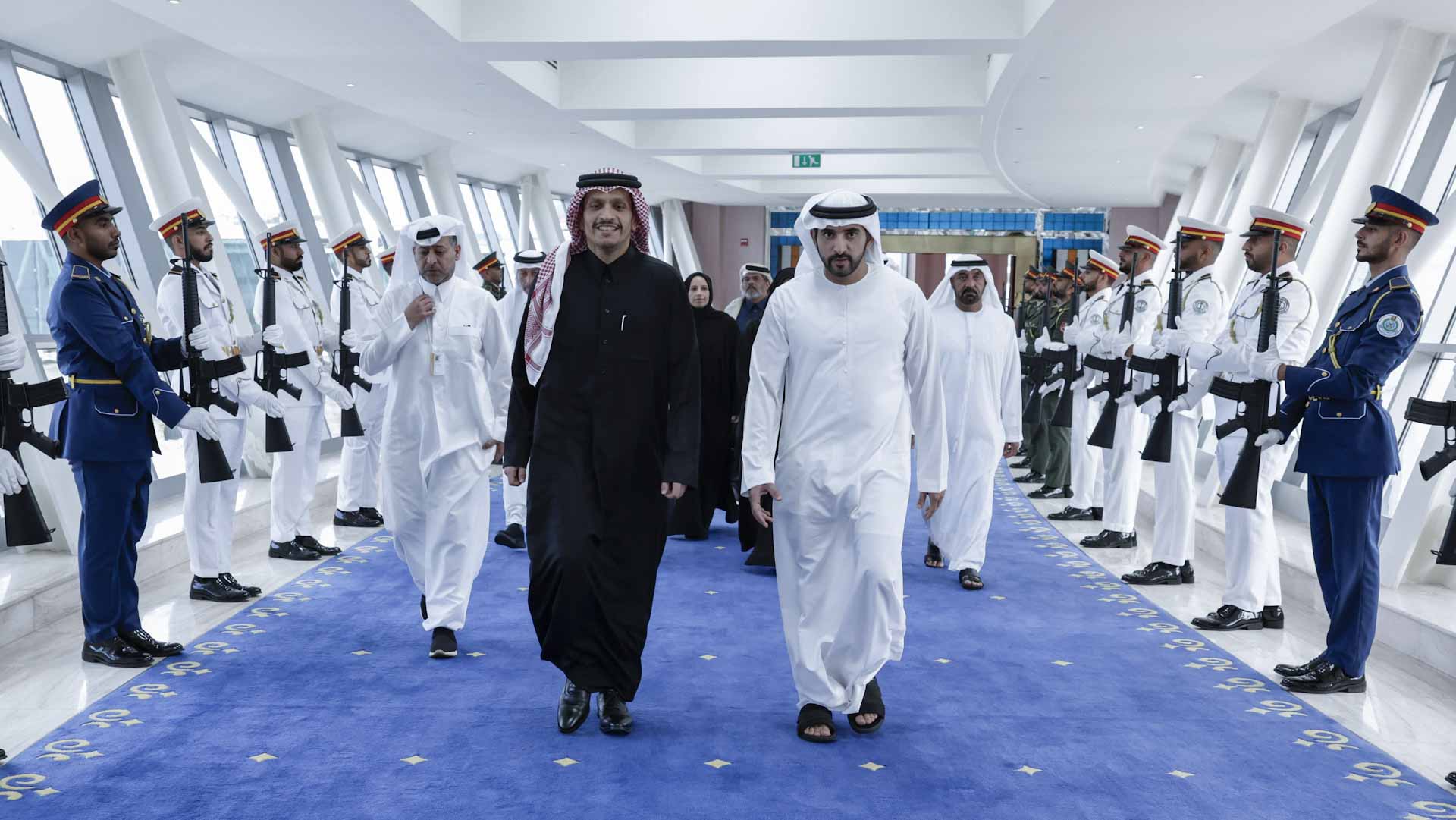 Image for the title: Hamdan bin Mohammed welcomes Qatar’s PM in Dubai 