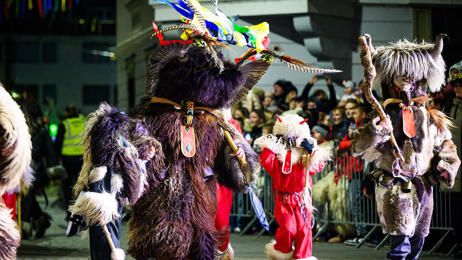 Image for the title: Be gone winter! Young Slovenians reclaim sheepskin monster parade 