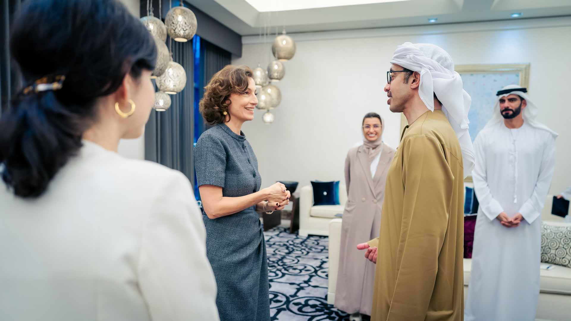 Image for the title: Abdullah bin Zayed, UNESCO Director General discuss cooperation 