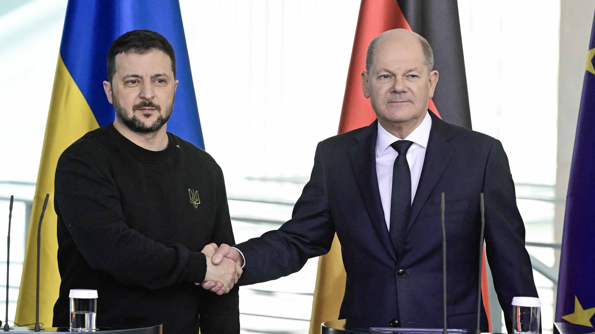 Image for the title: Zelensky signs 'historic' security pact with Germany 
