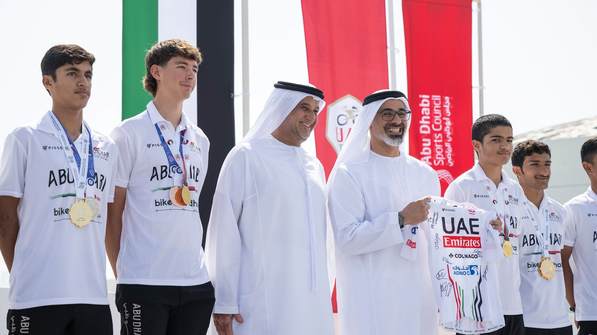Image for the title: Khaled bin Mohamed bin Zayed attends UAE Tour 