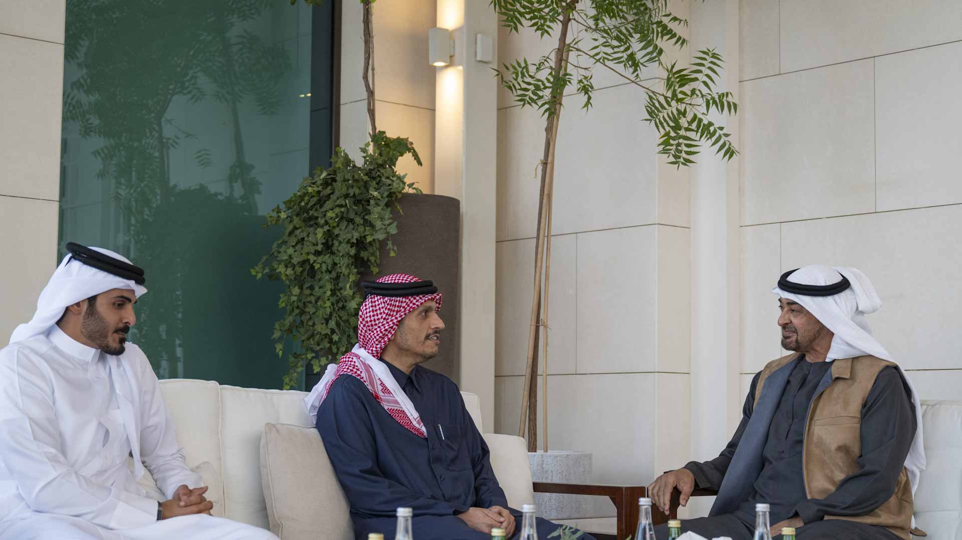 Image for the title: UAE President receives Prime Minister of Qatar 