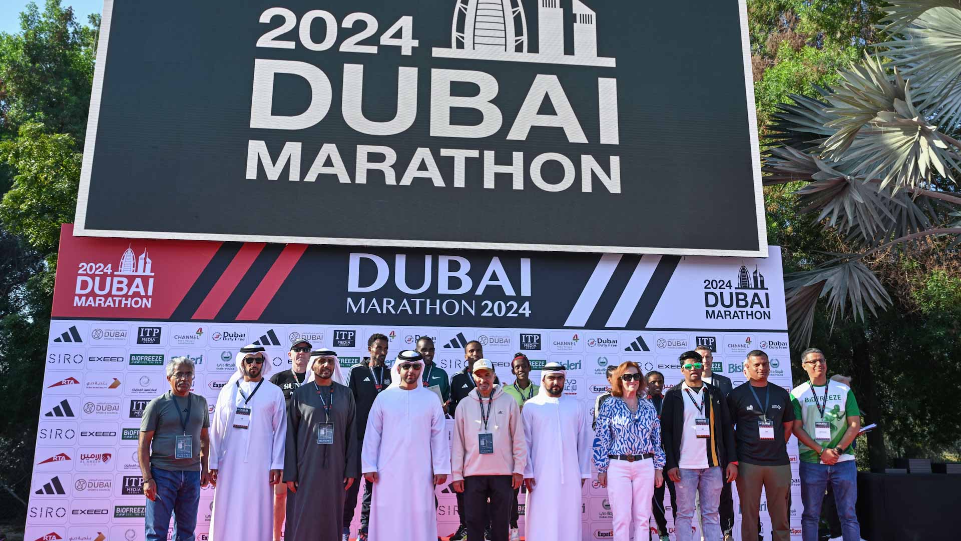 Image for the title: Mansoor bin Mohammed honours winners of Dubai Marathon 2024 