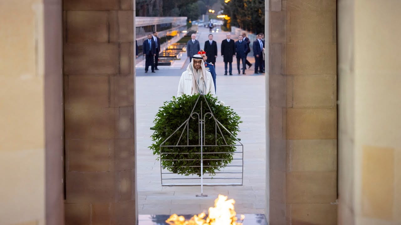 Image for the title: UAE Pres. visits Tomb of National Leader, Martyrs’ Lane in Baku  