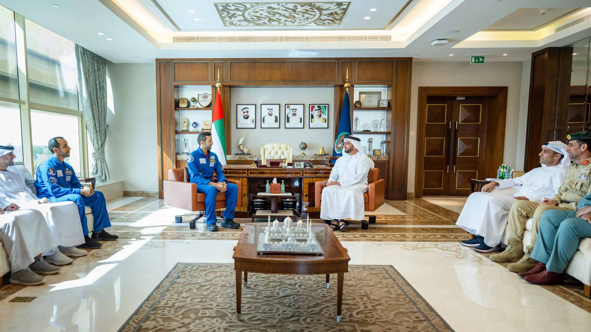 Image for the title: Saif bin Zayed meets Sultan Al Neyadi, Team of 'Zayed Ambition 2' 
