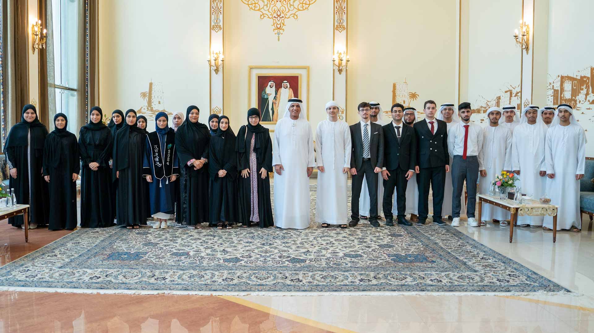 Image for the title: Saud bin Saqr receives high top-performing high school graduates 