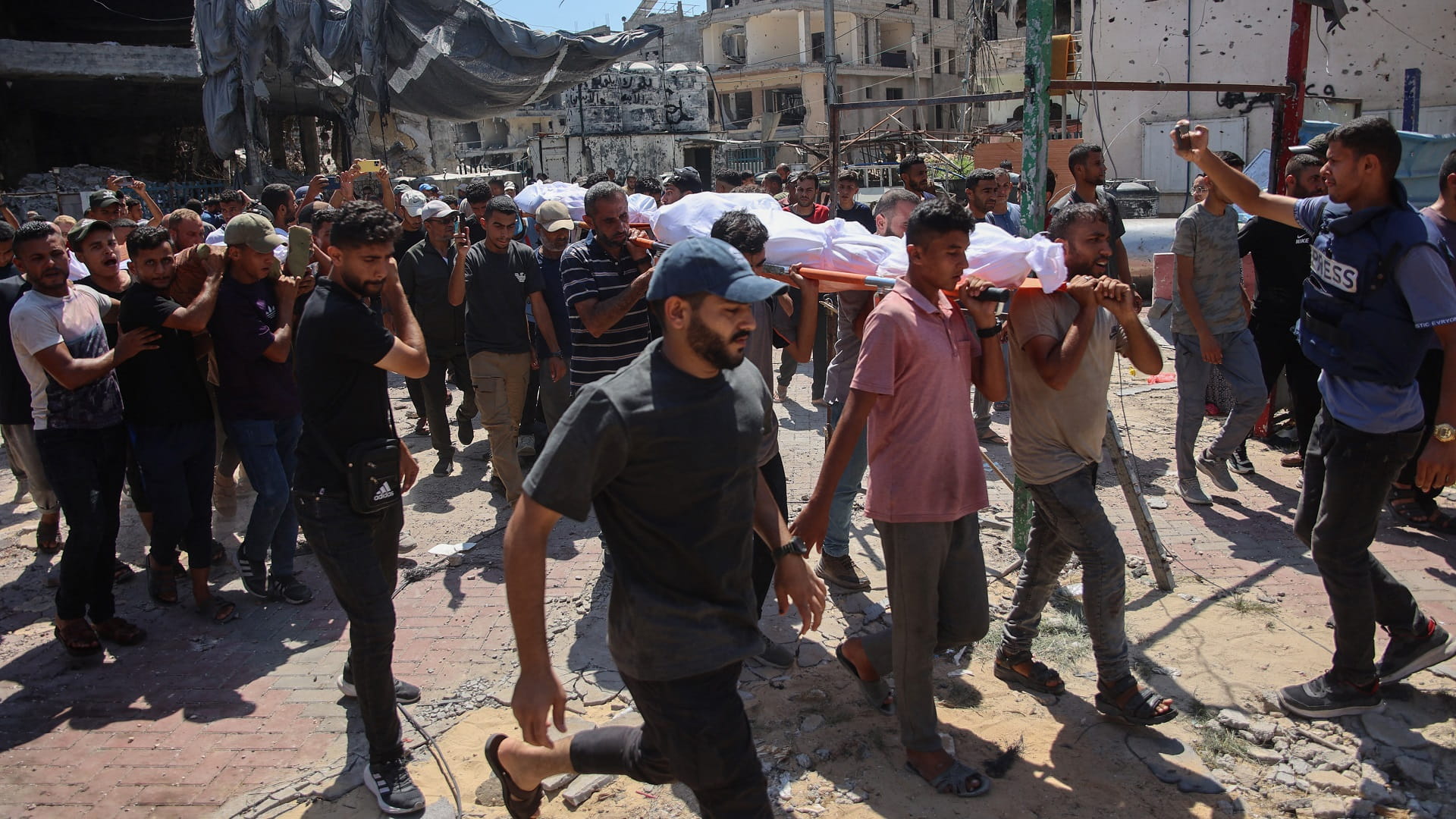 Image for the title: Gaza: Israeli camp strike kills more than 71 Palestinians 