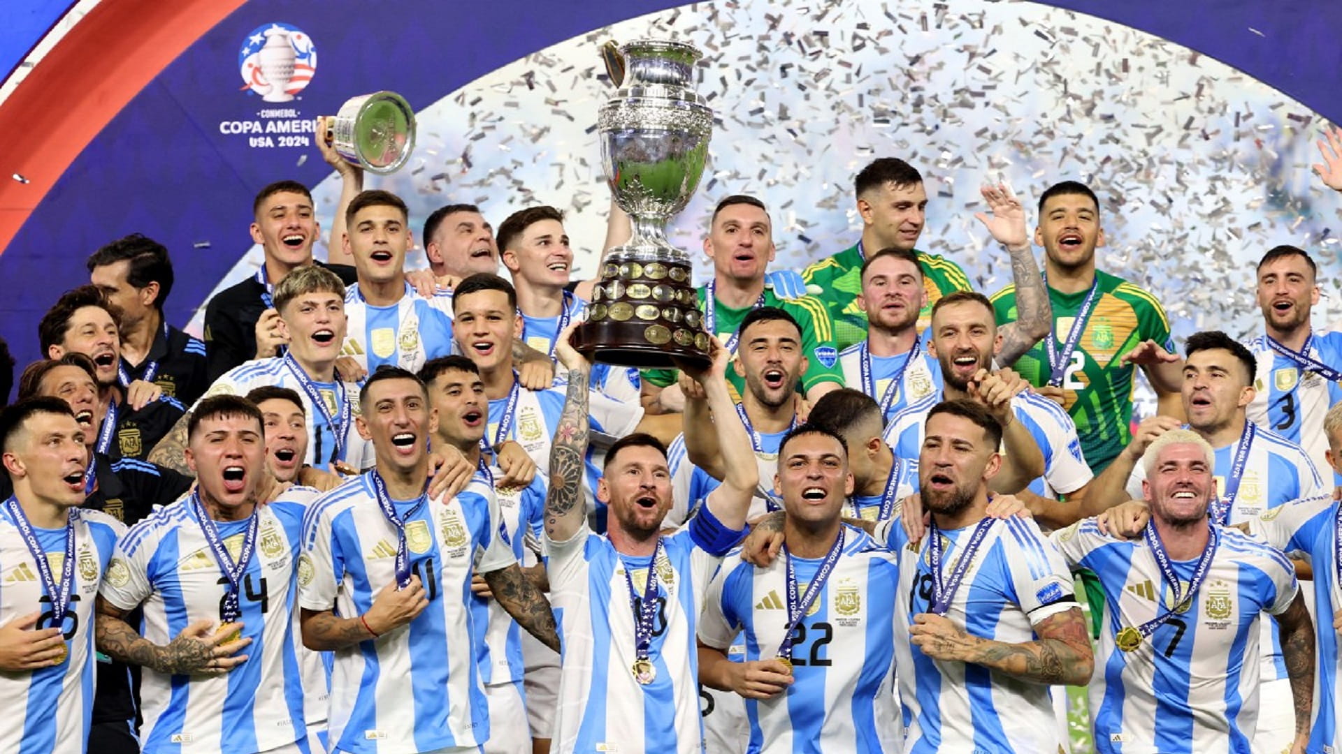 Image for the title: Argentina defeat Colombia 1-0 to win record 16th Copa America 