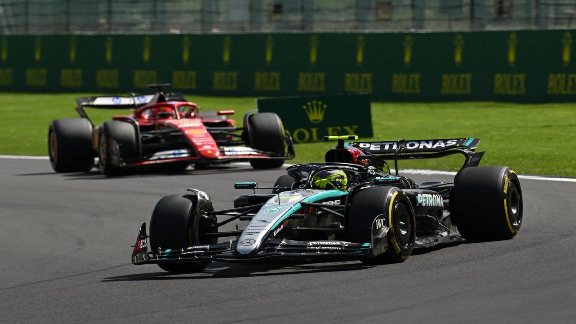 Image for the title: Lewis Hamilton wins Belgian Grand Prix after George Russell DQ 