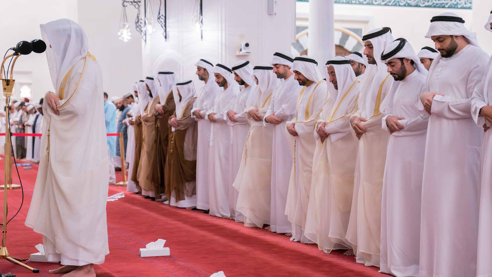 Image for the title: Sultan Al Qasimi performs Eid Al Adha prayer at Sharjah Mosque 