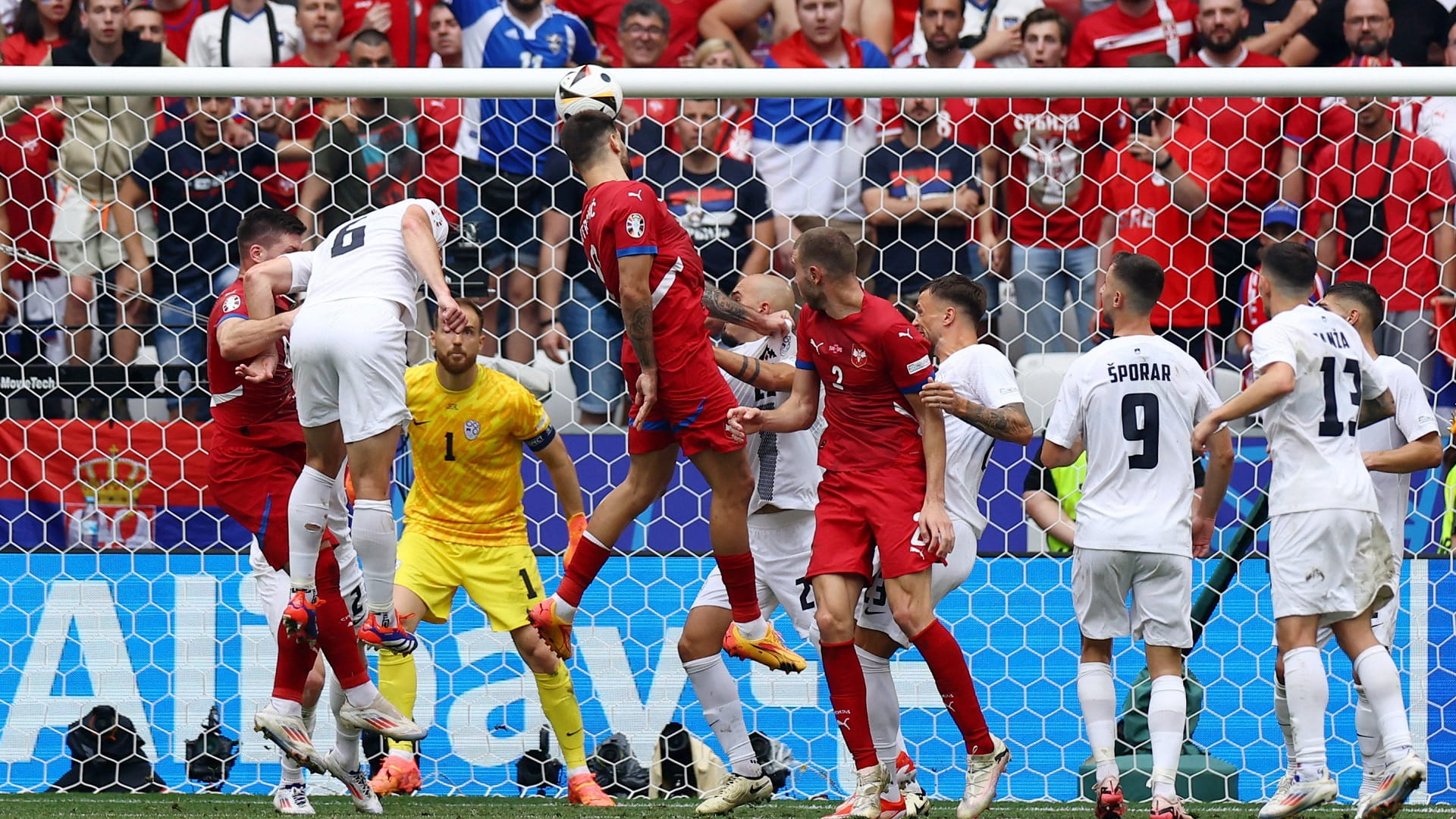 Image for the title: Jovic rescues Serbia draw against Slovenia at Euro 2024 