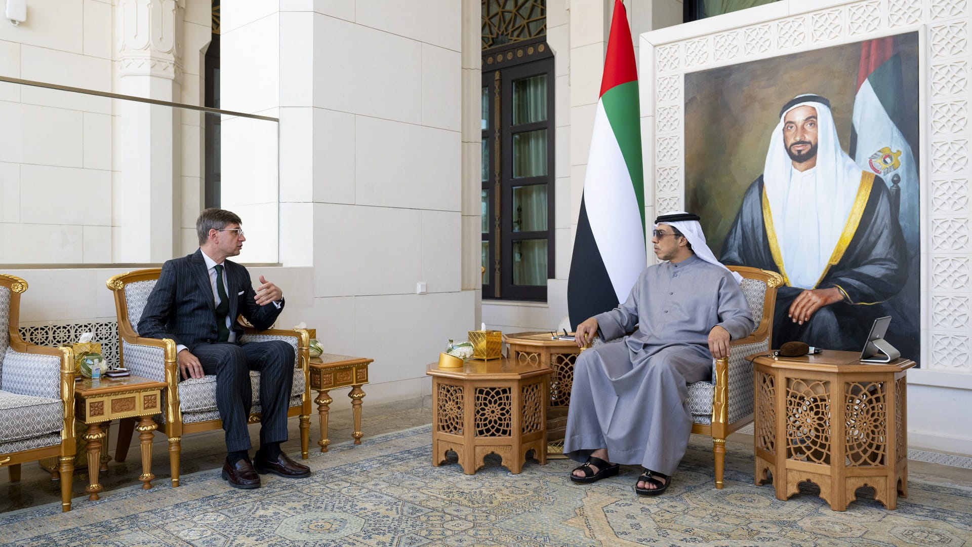 Image for the title: Mansour bin Zayed receives French Ambassador to UAE 