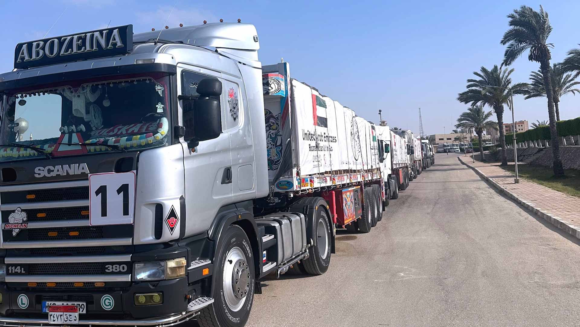 Image for the title: 12-truck UAE aid convoy enters Gaza Strip 