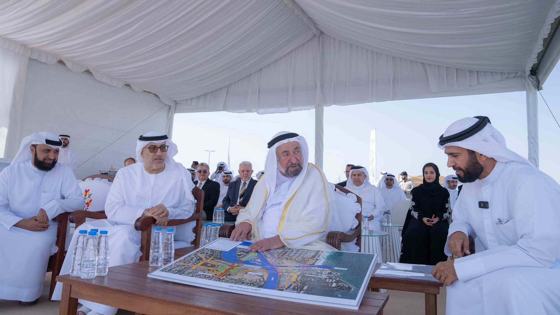 Image for the title: Sharjah Ruler inspects Al Lyyah Water Canal project 
