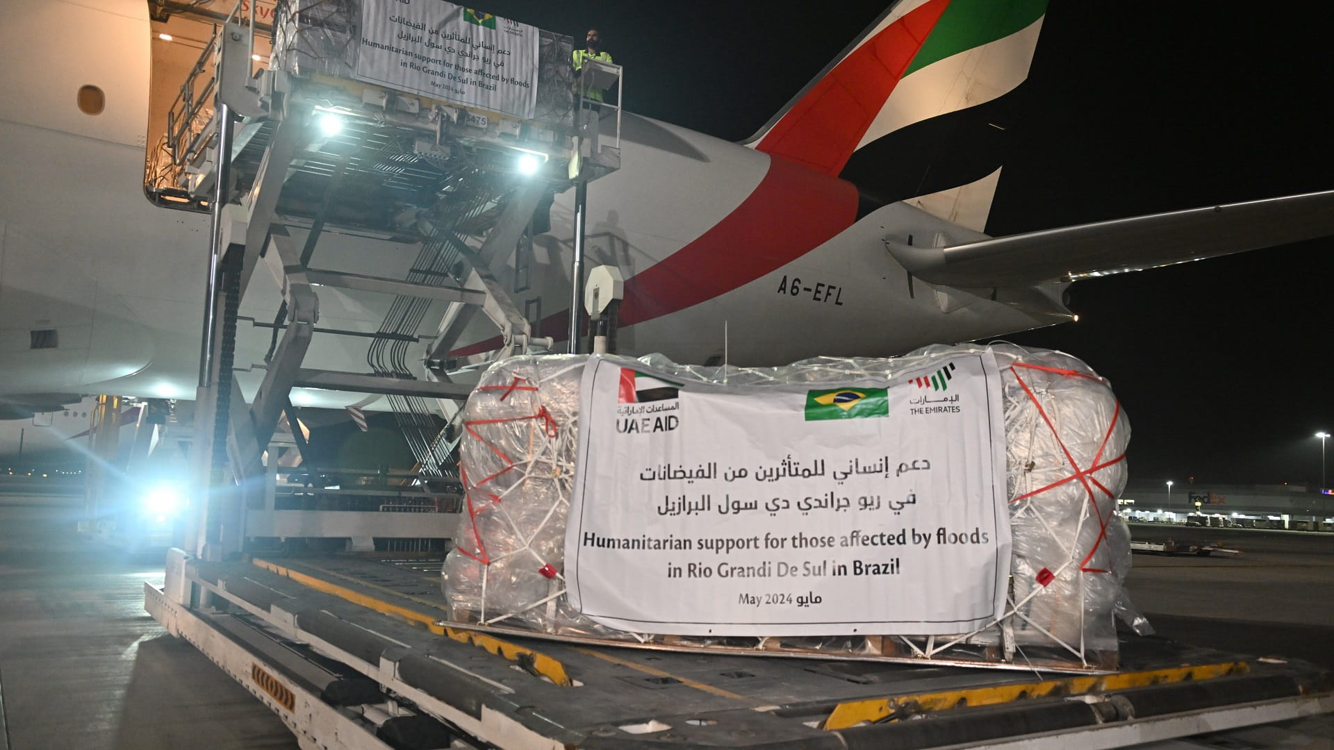 Image for the title: UAE flies first relief plane for flood-hit victims in Brazil 