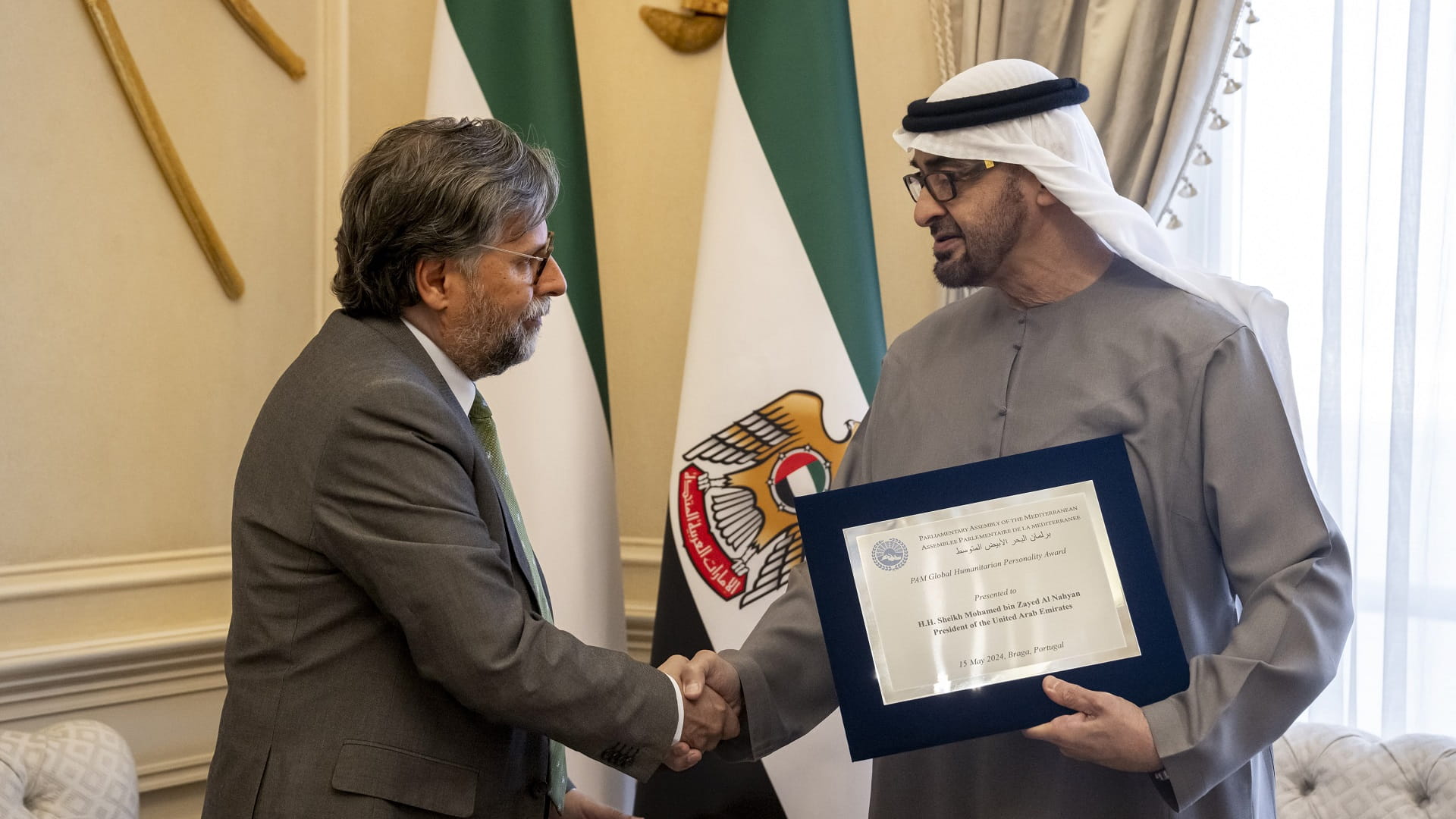 Image for the title: UAE President hosts Mediterranean Parliamentary Assembly deleg. 