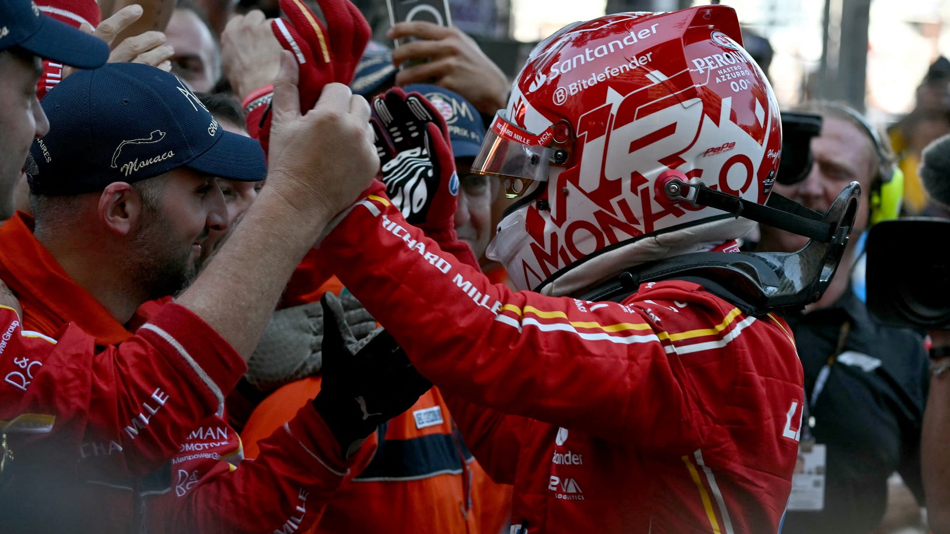 Image for the title: Leclerc delivers emotional first home-town win in Monaco 