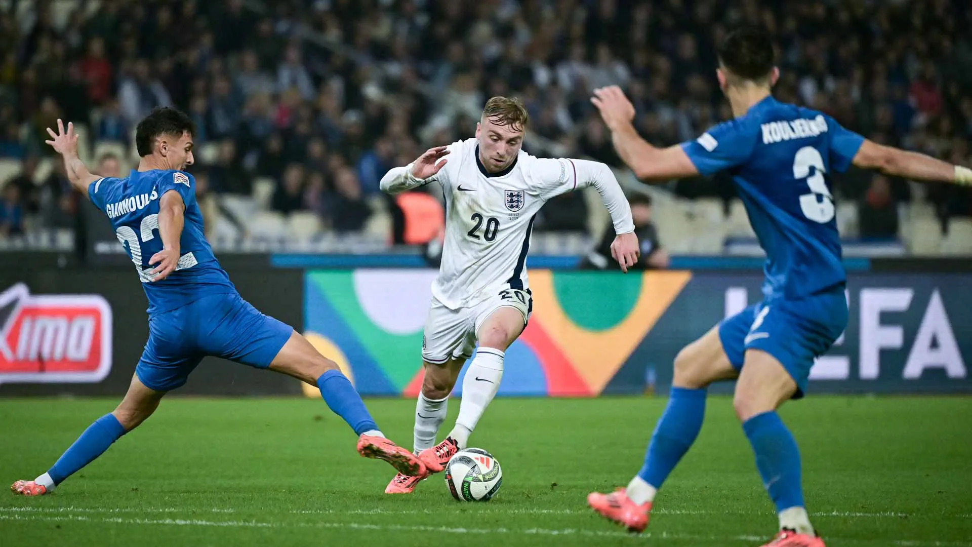 Image for the title: England boosts promotion with 3-0 victory over Greece 