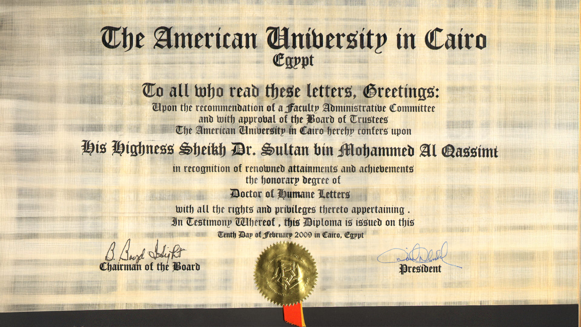 دارة سلطان القاسمي تستذكر نيل حاكم الشارقة دكتوراه أميركية القاهرة