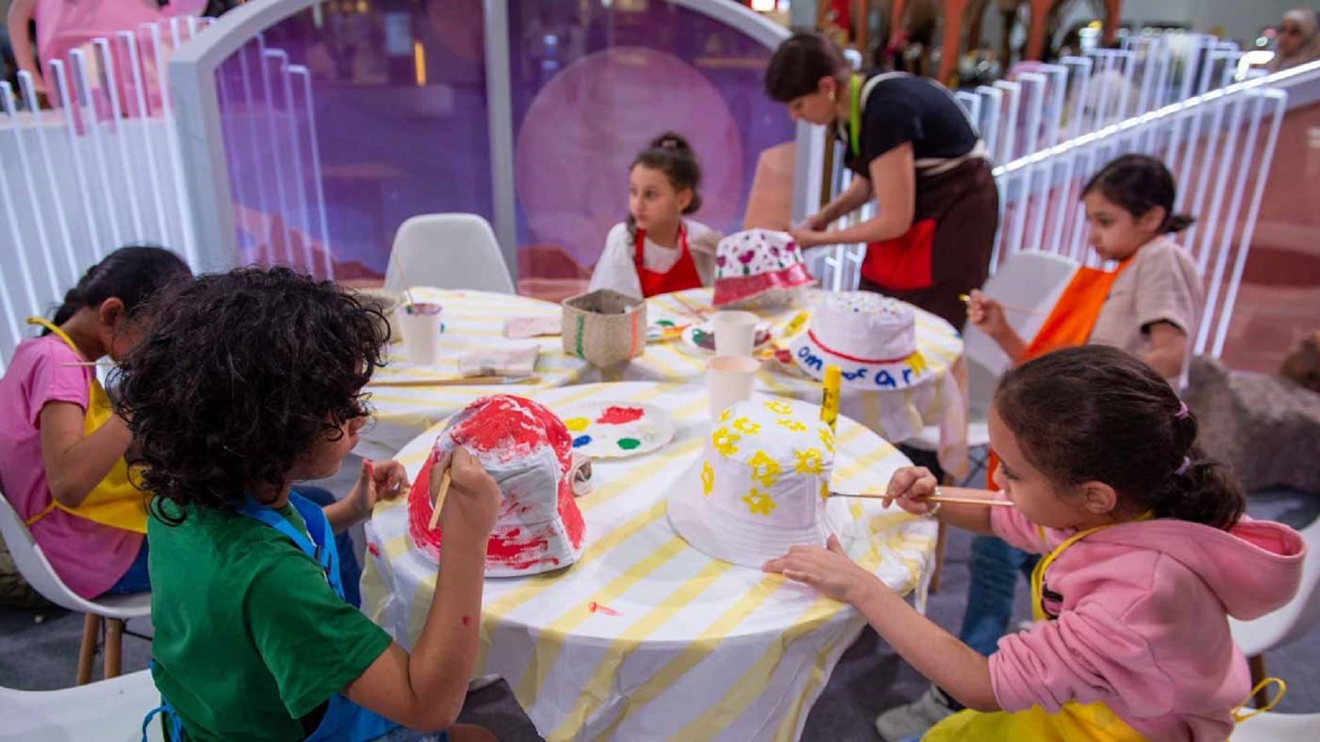 Children dive into a riot of colours 