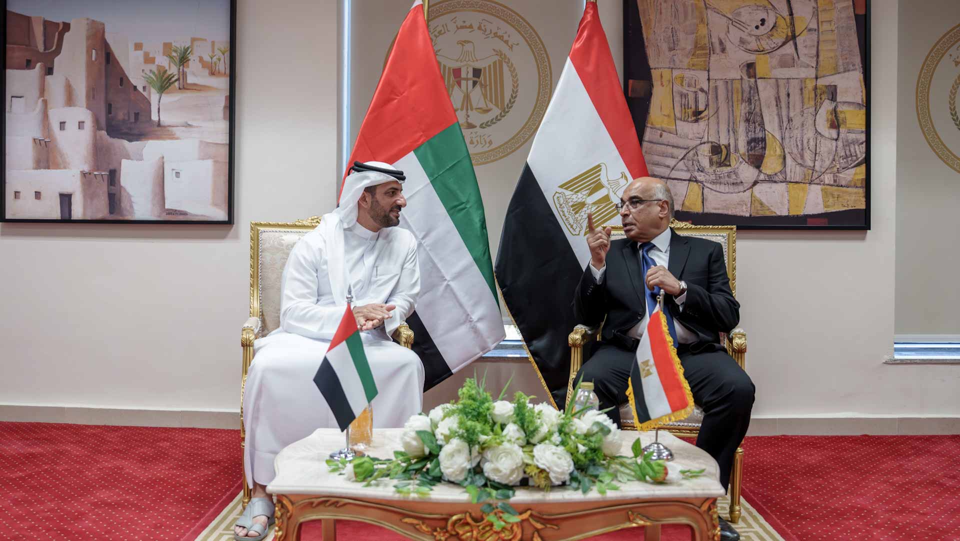 Sultan bin Ahmed meets the Egyptian Minister of Justice 