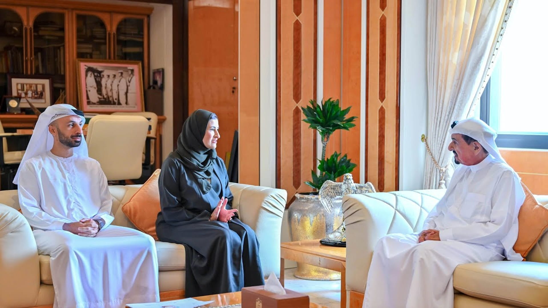 Humaid bin Rashid receives Sara Al Amiri