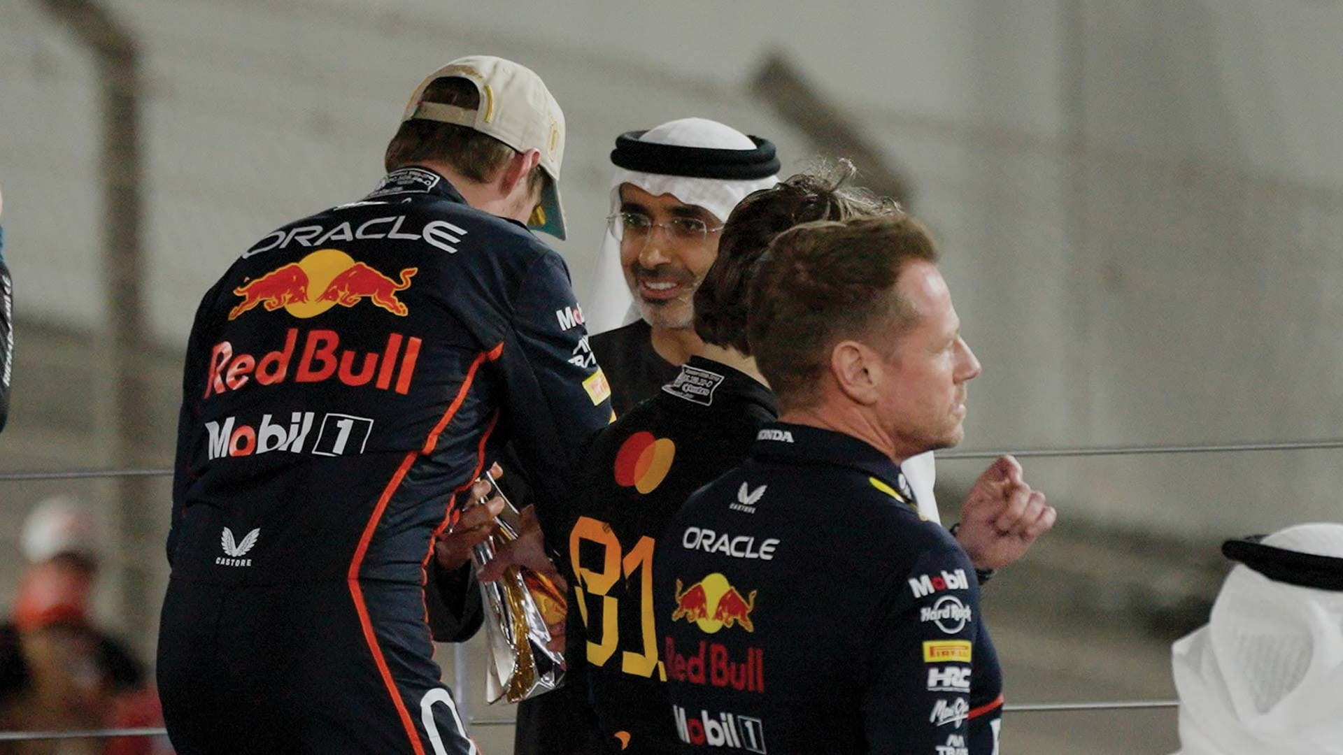 Theyab bin Zayed presents Abu Dhabi GP Trophy to Lando Norris