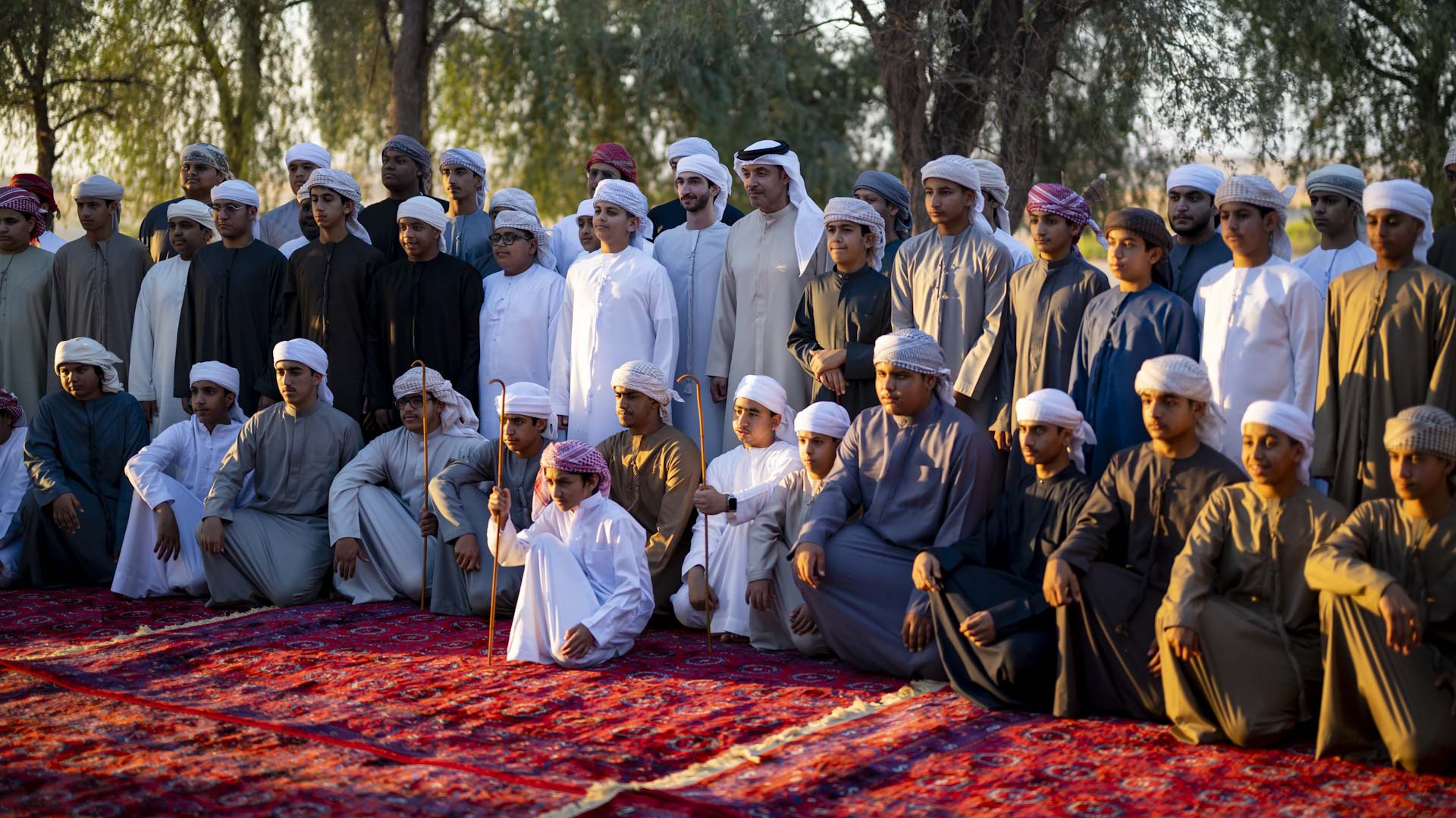 Hazza bin Zayed visits martyrs’ sons at Winter Camp