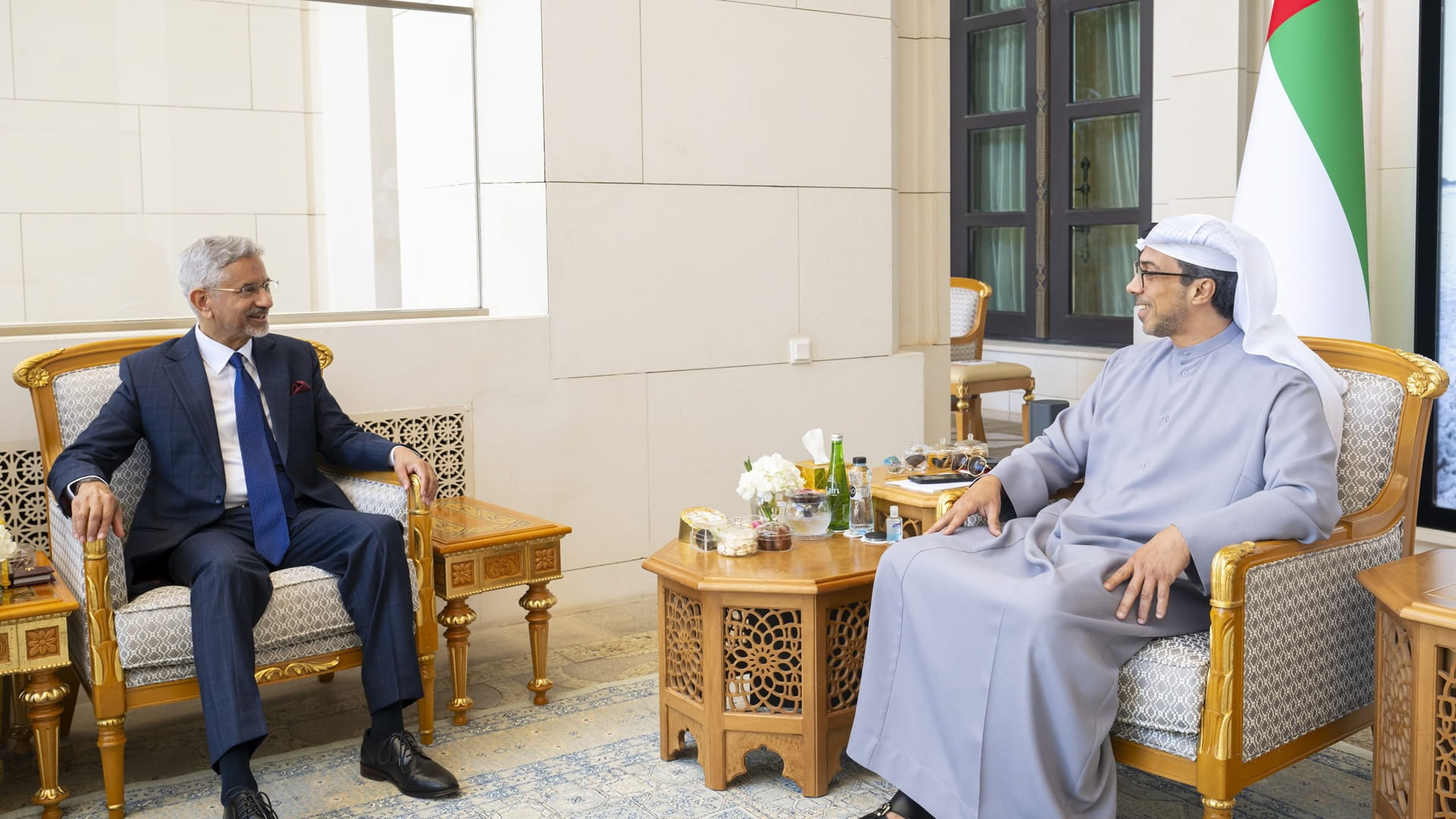 Mansour bin Zayed meets with Minister of External Affairs of India 