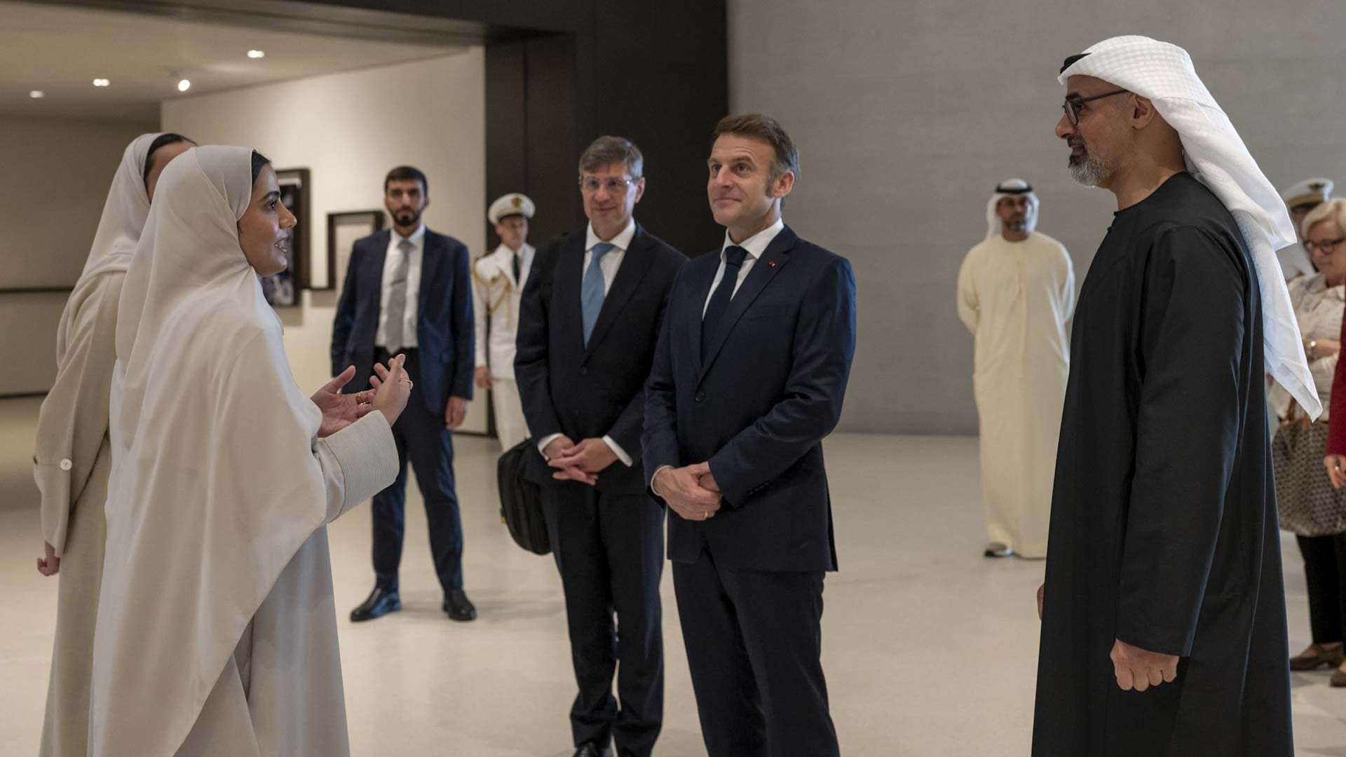 French President visits Zayed National Museum in Abu Dhabi 