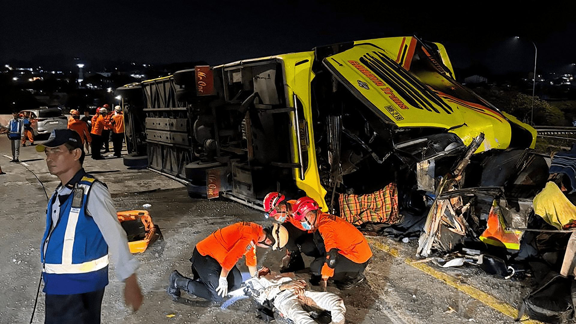 16 killed as passenger bus overturns on Indonesian highway 