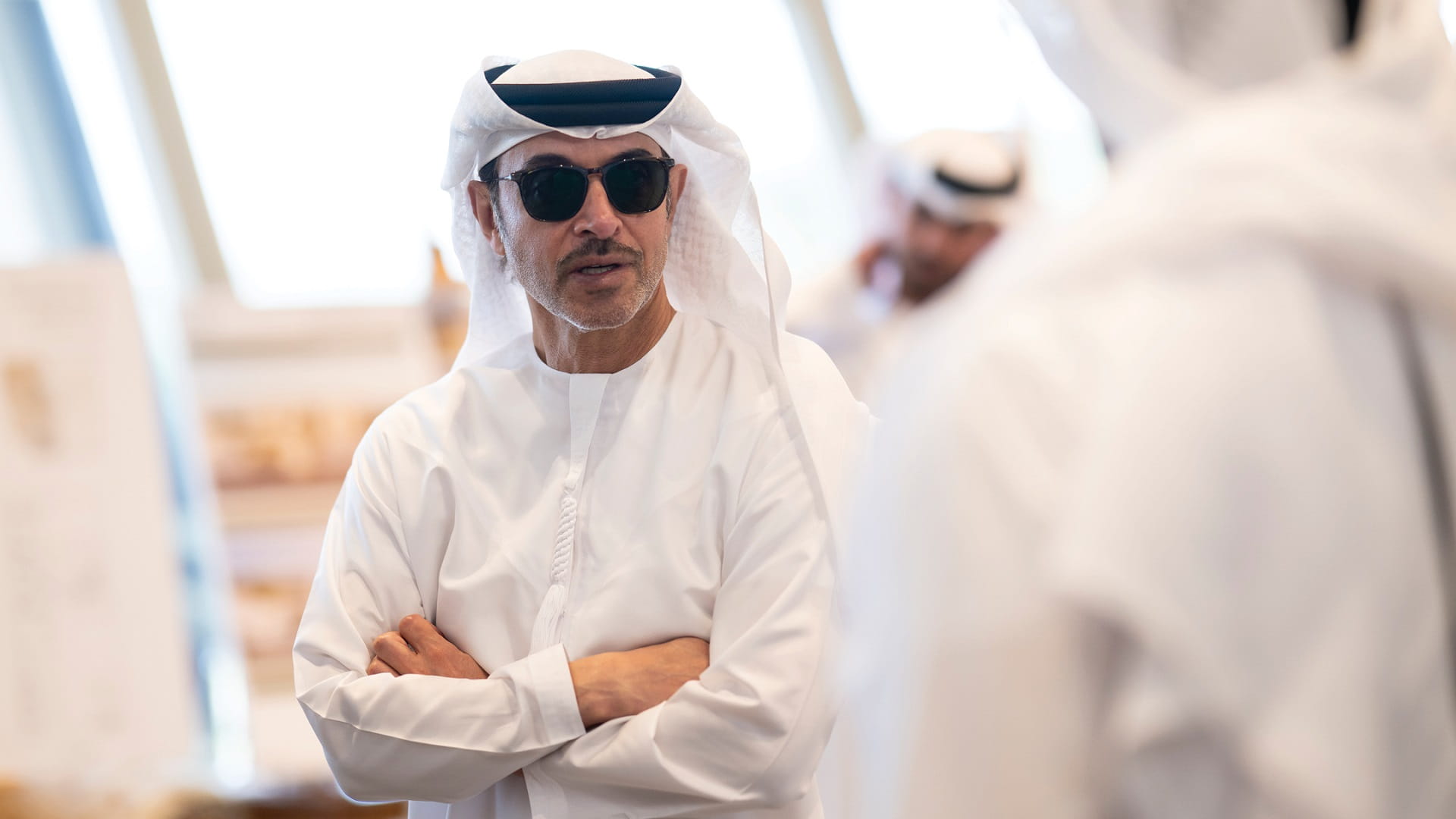 Hazza bin Zayed receives delegation from ADHA