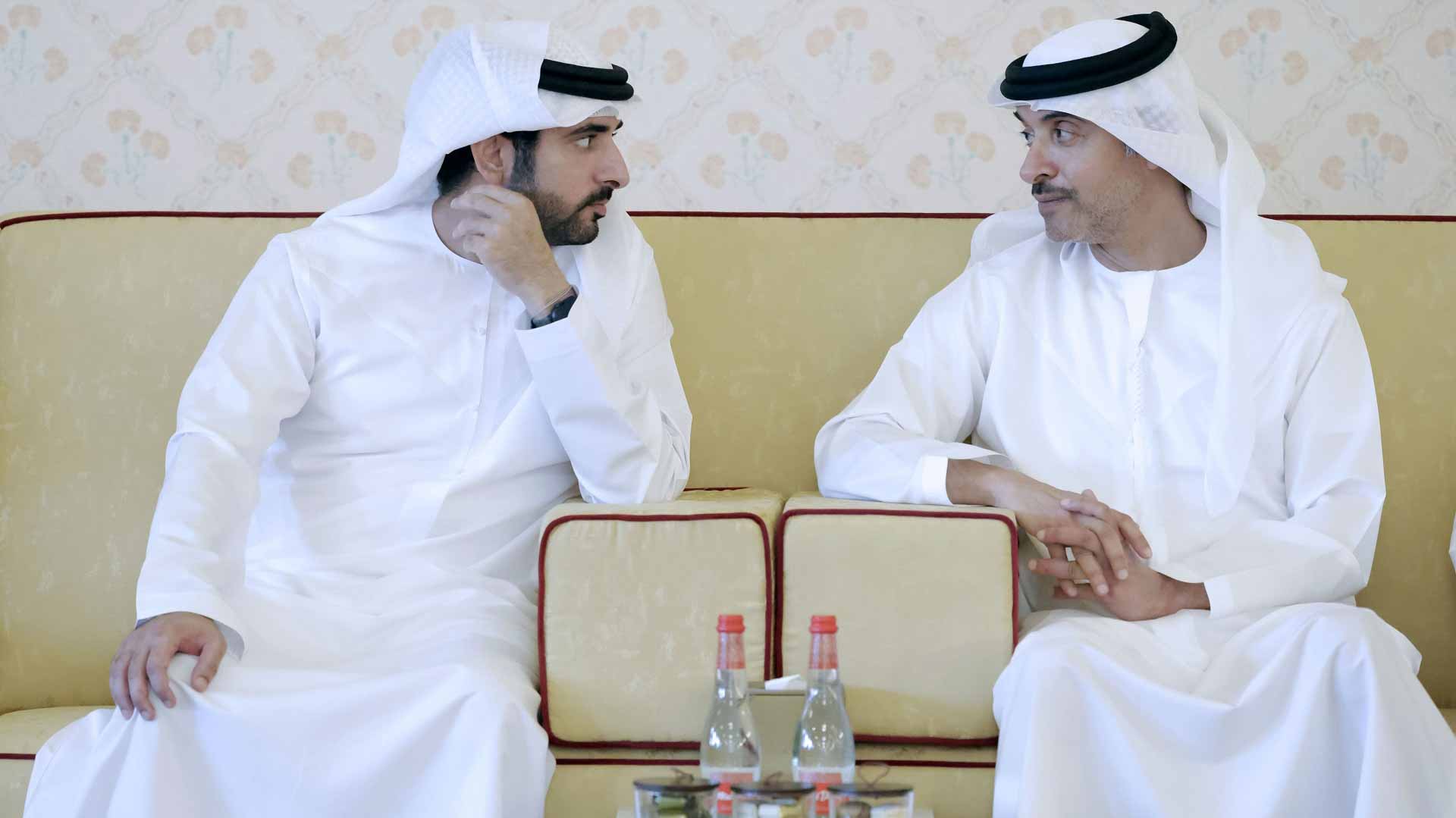 Hamdan bin Mohammed receives Hazza bin Zayed in Dubai 
